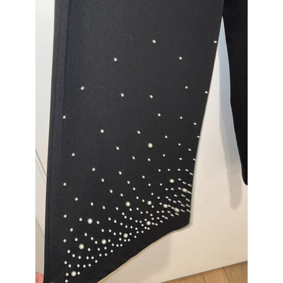 Marina Black Pearl Embellishments Studded Wide-Leg Pants Women's Plus Size 2X - Picture 5 of 13